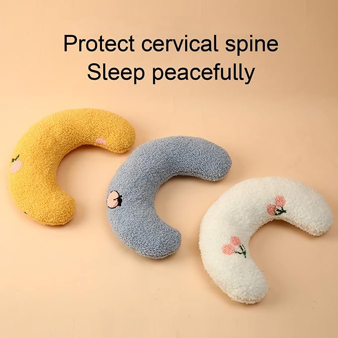 Cat Pillows for Indoor Cats, Soft Fluffy Dog Calming Pillow, Little Dog Pillows, U Shaped Half Donut Cuddler with Cute Embroidery, Washable Neck Protector Pillows for Small Dogs and Cats (yellow)