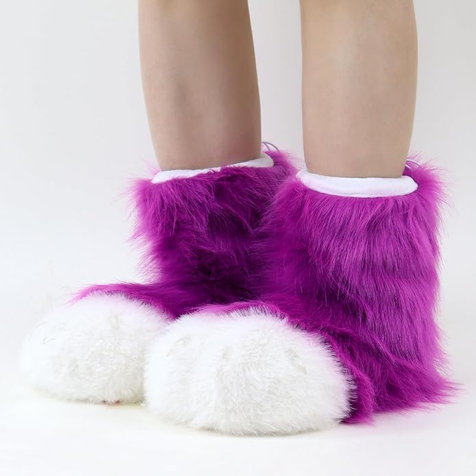 Animal Fuzzy Slippers Bear Cat Wolf Dog Fox Fursuit Feet Paw Claw Shoes Furry Boots Costume Accessories for Adult Kids