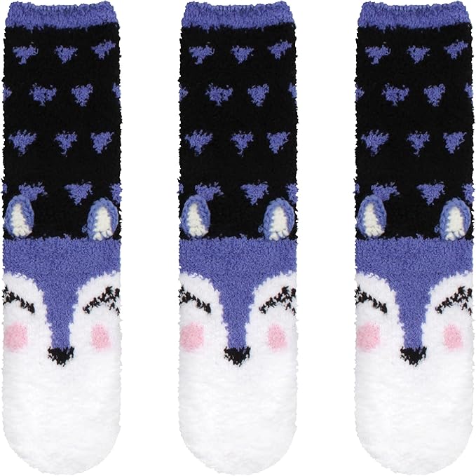 BambooMN Women's Super Soft Warm Microfiber Fuzzy Cozy Animal Socks or Christmas Winter Animal Socks, Value Pack