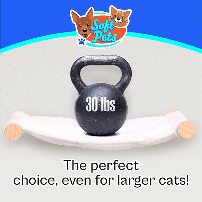 Cat Hammock Wall Mounted Cat Shelf with Three Steps - Cat Wall Shelves and Perches for Sleeping, Playing, Climbing, and Lounging - Modern Cat Bed & Furniture for Large Cats or Kitty, Natural