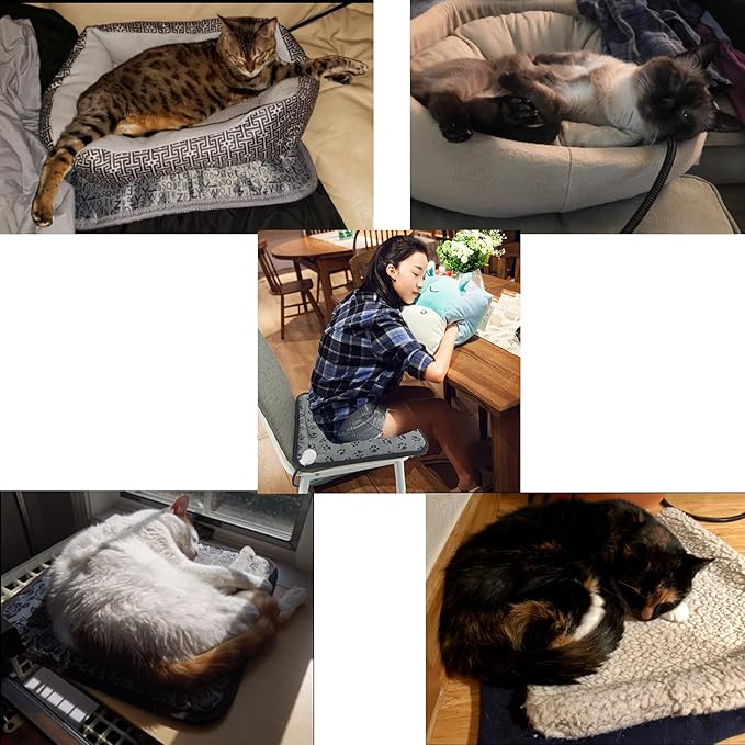 Pet Heating Pad for Small Dogs Cats Heated Bed mat Indoor Electric Cat Heating pad Waterproof Dog Heating pad Chew Proof Cord,Easy Clean