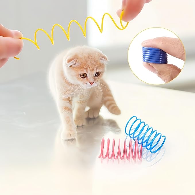 38Pcs Cat Toys,Plastic Springs,Catnip Fish,Plush Balls,Bell Balls,Mice cage Balls,Crinkle Balls,Catnip Balls,Silvervine and Mice Cat Toys,Bite,Hunt,Indoor Cat Toys