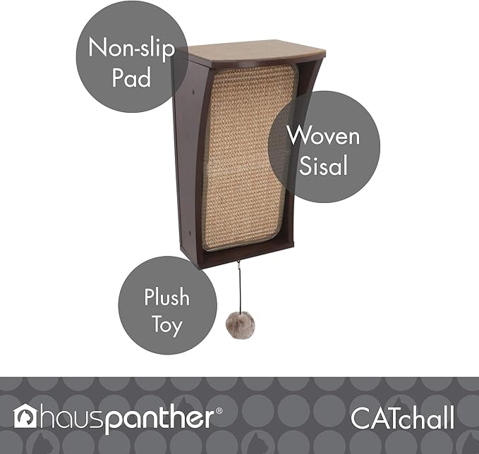 Hauspanther CATchall - Wall Mounted Cat Scratcher Toy Storage & Perch, Espresso (55140)