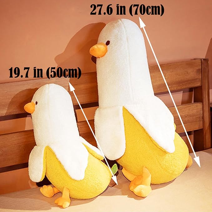 Banana Duck Plush, 27.6" Duck Stuffed Animal, Cute Soft Banana Plushie Hugging Pillow Doll Toy Gift for Girls Boys Girlfriend Adults Birthday Chrismas Thanksgiving Decor