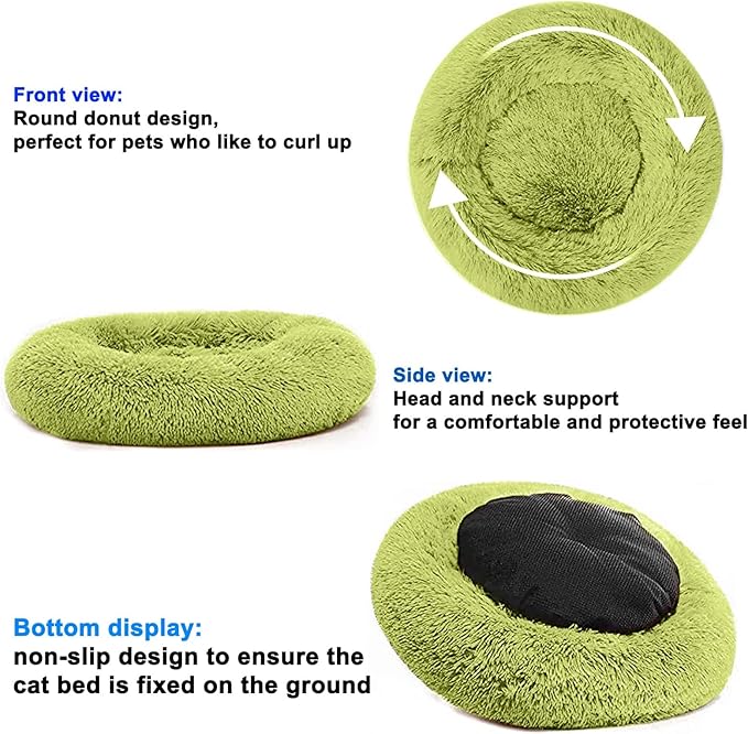 Nisrada Cat Beds for Indoor Cats,20 Inch Dog Bed for Small Melium Large Dogs, Washable-Round Pet Bed for Puppy and Kitten with Slip-Resistant Bottom