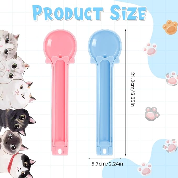 Baderke 2 Pieces Cat Strip Squeeze Spoon for Puree and Bisque Delectable Lickable Wet Treat Sliding Happy Spoon Liquid Snack Dispenser for Cat Feeder Pet Feeding Food Storage, Pink Blue