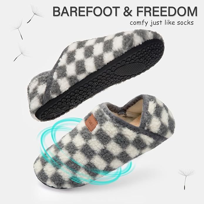 ATHMILE House Slippers for Women Men Indoor Barefoot Slippers Socks Furry Slip on House Shoes Cozy Comfy Slippers for Home Bedroom Travel Yoga