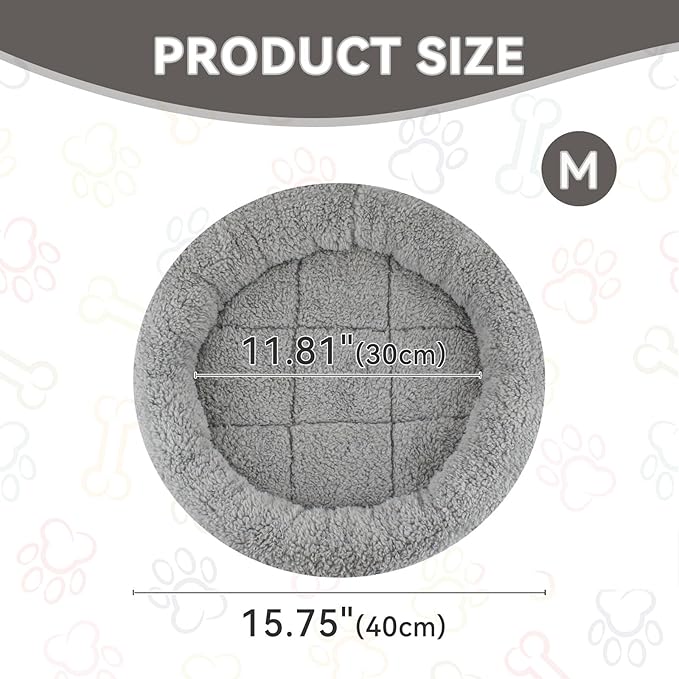 PETLESO Cat Bed for Indoor Cats, Round Cat Bed for Curl Sleep Basic Pet Mat Wahable Bed for Small Puppy Cats Rabbit, Medium
