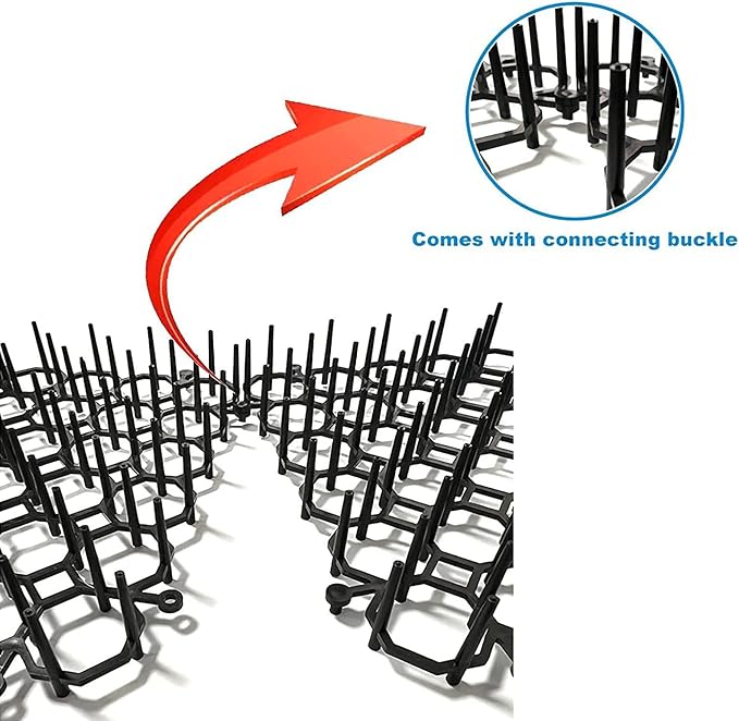 Tnfeeon 12Pcs Cat Deterrent Mat Prickle Strips Network Digging Stopper Anti Cat Dog Network Indoor Outdoor Training Plastic Spike Mat for Keeping Away Cats Dogs Protecting Plants