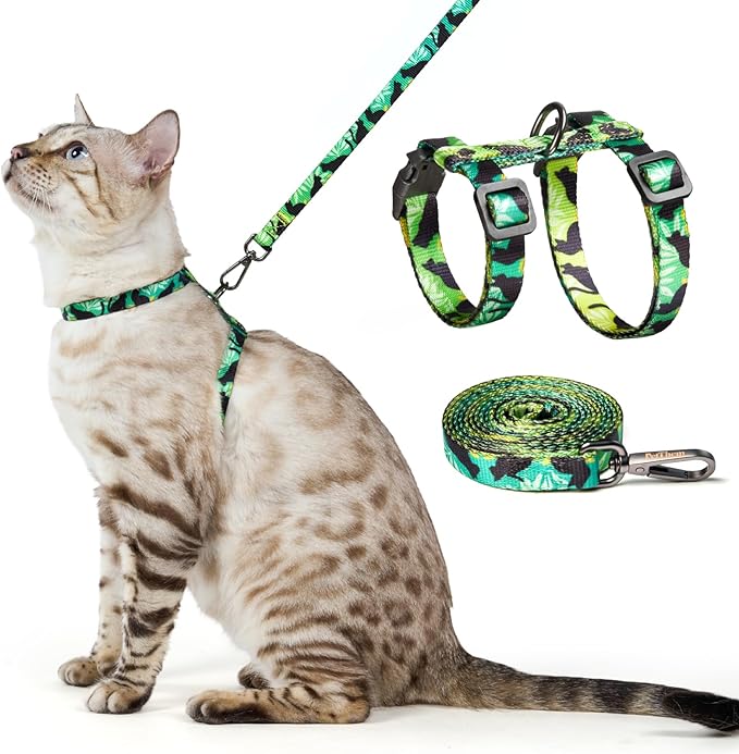 Cat Harness and Leash Set - Escape Proof Vest Harness for Cat, Comfortable Soft Lightweight, Easy Adjustable Cat Collar Harness for Small Medium Large Cats (Cat Whispers)