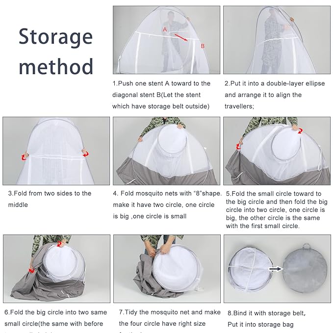 AMMER Portable Mosquito Net Tent for Beds, Pop-Up Foldable Mosquito Netting Folding Design with Net Bottom,2 Entries,Suit for Twin to King Size Bed (79x71x59inch)