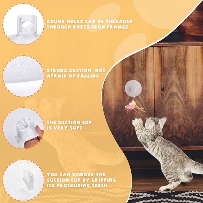 4 Pieces Cat Window Perch Suction Cup Powerful Cat Window Bed Seat Replacement Suction Cup Clear PVC Sucker Pads for Cat Hammocks Cat Window Seat Cat Perch