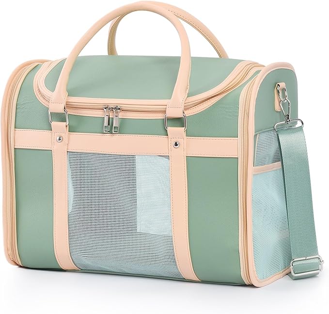 Airline Approved Pet Carrier Backpack, Waterproof PU Foldable Design with Light-Blocking Ventilation, TSA-Compliant Travel Bag for Cats & Small Dogs – Easy Hose Wash & 360° Breathable Mesh