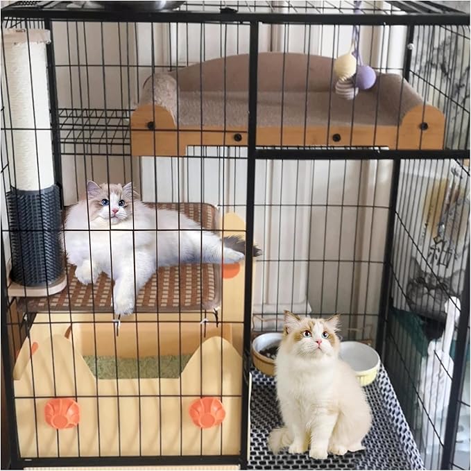 Cat Scratching Post Replacement,15.7 in M8 Cat Tower Replacement Poles with Self Groomer Massage Natural Sisal Refill Pole Parts Climbing Tickling Clawing for Indoor Cats Furniture Accessories