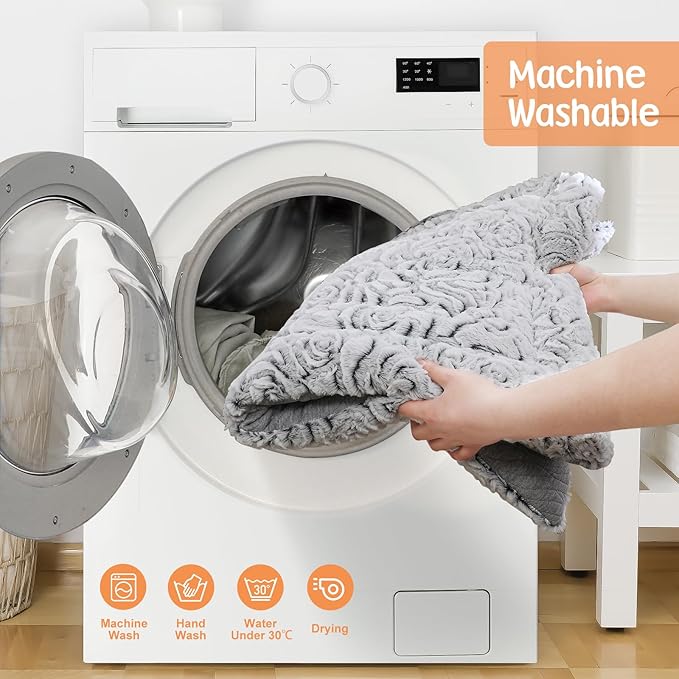 2 in 1 Dog Bed Crate Pad Mat Washable Reversible (Cool & Warm) Soft Fluffy Pet Kennel Beds for Large Medium Small Puppy Cat Sleeping Mattress Machine Wash Dog Cooling Mats (Grey, 41"*27"1.5")