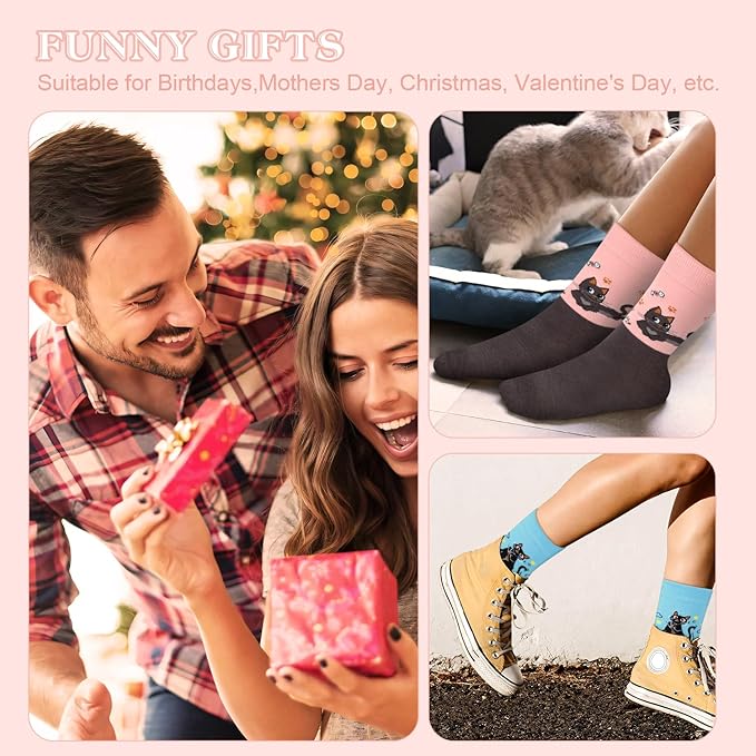 AGRIMONY Women's Cat Socks Cute Animal Socks Dog Valentines Easter Fun Gifts for Women