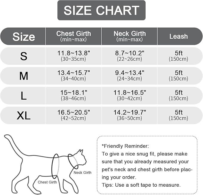 Cat Harness and Leash Set, Upgraded Escape Proof Adjustable Vest with Lead for Large Cat Small Dog Puppy Outdoor Walking, Soft Breathable Mesh Jacket with Reflective Strips for Dark Night, L Gray