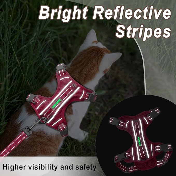 Cat Harness and Leash Set for Walking Escape Proof for Small Large cat Kitten Harness with ID tag Pocket (Pink,XS)