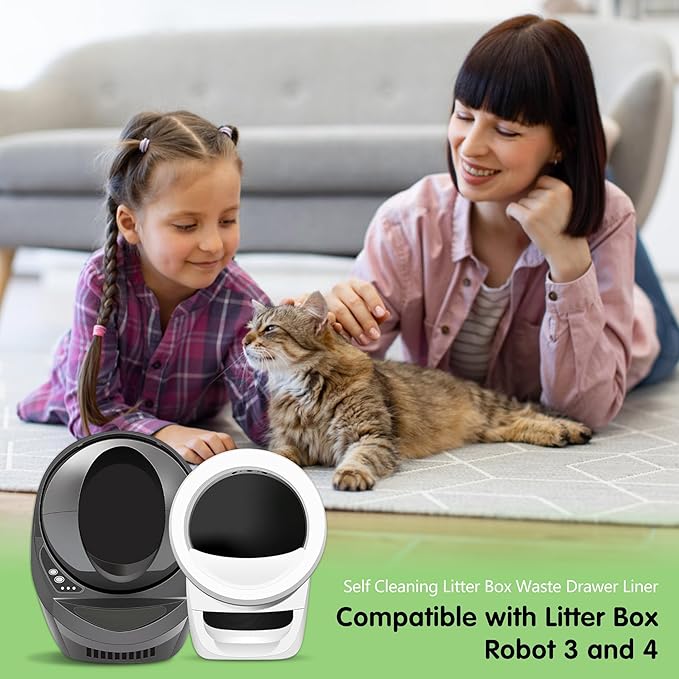 120 Count Drawstring Cat Litter Waste Bags Fit for Most Automatic Self-Cleaning Box, Durable Pet Kitty Drawer Liners Replacement Compatible with Litter-Robot 4 and 3, 24'' W x 29'' H