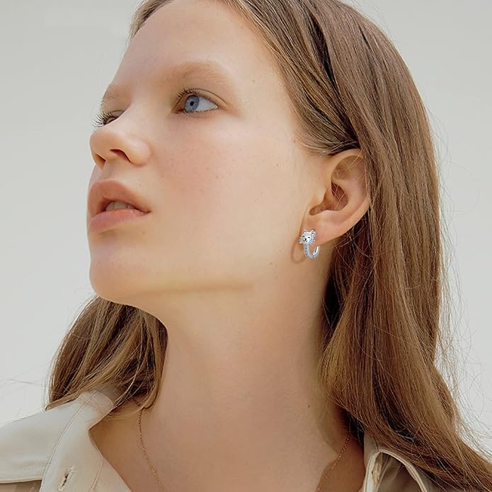 925 Sterling Silver Cat Earrings Cute Animal Kitten Stud Earrings cat Jewelry Gifts for Women Girls Hypoallergenic Earrings for Sensitive Ears