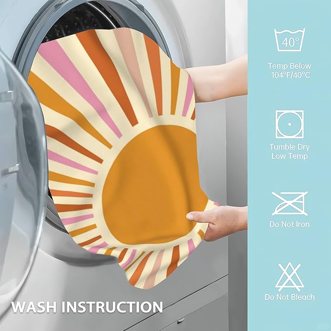 2 Pack Hand Towels for Bath,Retro Boho Sun Burst Decorative Towels Highly Absorbent Soft Towels for Bathroom Beach Kitchen Spa Gym Face Towel 14x28 Inch