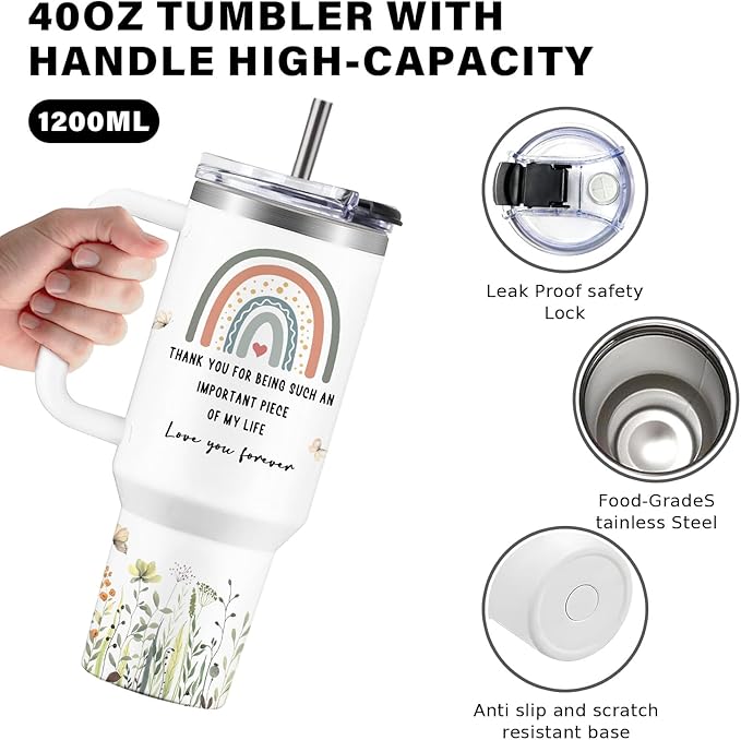 40oz Aunt Tumbler with Lid and Straw, Auntie Cups Travel Mug Butterfly Gifts, Aunt Gifts from Niece Nephew, Auntie Birthday Gift Drinking Coffee Cup