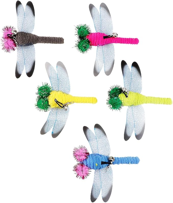 5 Pcs Replacement Dragonfly Interactive Cat Toy Refills Cat Toy Wand Replacement Teaser Refills for Cat