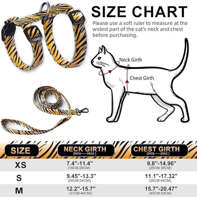 Cat Harness and Leash Escape Proof, Adjustable Soft Kitten Leash for Outdoor Walking & Travel with Breathable Nylon, 4.9ft Cat Collar for Large - Lightweight & Safe Large Cat Harness [M]
