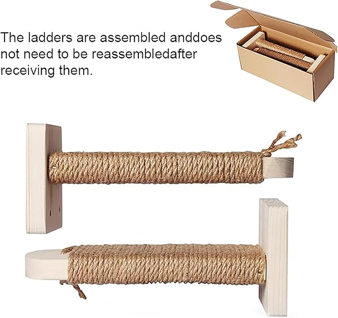 Cat Climbing Shelf Wall Mounted, 2 Step Cat Stairway with Jute Scratching for Cats Perch Platform Supplies