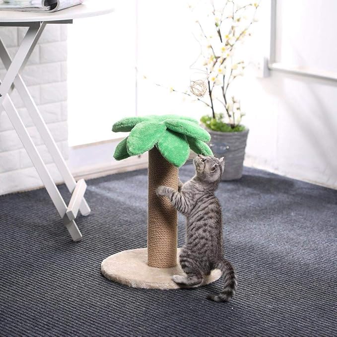 LUCKITTY Small Cat Scratching Posts Kitty Coconut Palm Tree-Cat Scratch Post for Cats and Kittens - Natural Jute Sisal Scratch Pole Cat Scratcher (23IN)