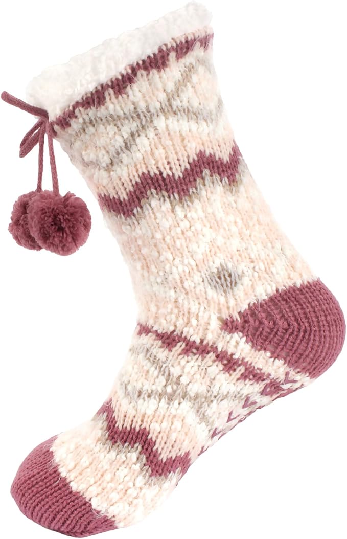 BambooMN Extra Thick Cozy Fuzzy Animal Thermal Cabin Plush Fleece-lined Knitted Crew Socks