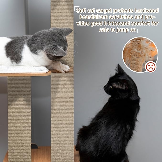 Cat Scratching Climbing Carpet Mat, Self-Adhesive Trimmable Anti Cat Scratcher Couch Furniture Protector from Cat Claws, Cat Post Covered Pad Replacement for DIY Cat Tree (Khaki, 15.8" x 40")