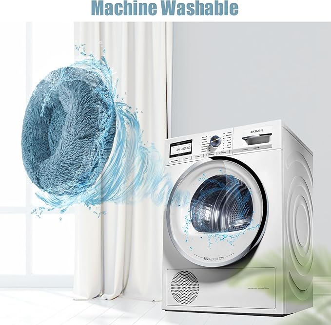 Aurako Cat Bed Dog Bed Round Cushion Pet Bed Mat Ultra Soft Plush Donut Sofa Comfortable Pillow Machine Washable Pet Cuddle Beds for Kitten Small Medium Large Dogs Cats 28" Cyan