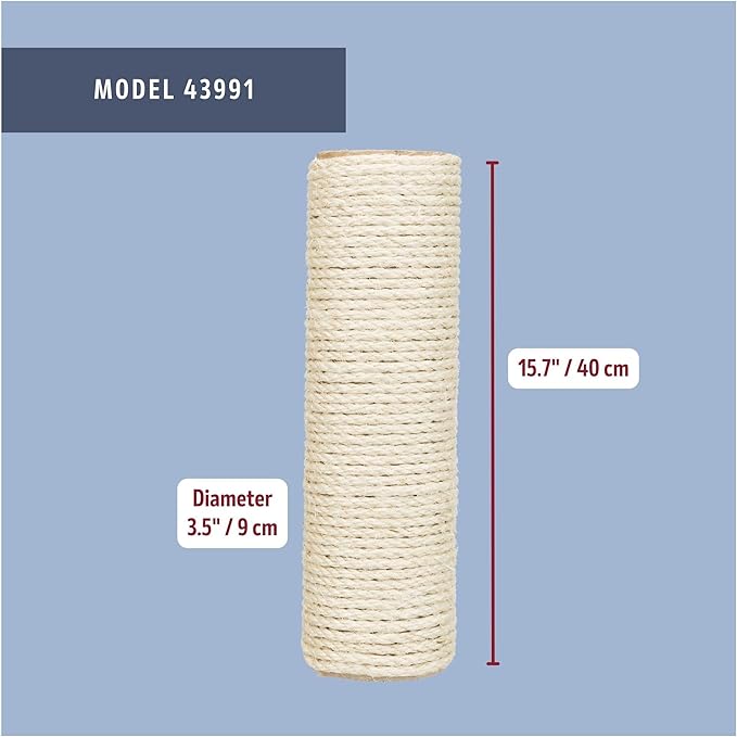 TRIXIE Replacement Sisal Post for Scratching Posts, Cat Trees and Cat Towers, 3.5 in x 15.7 in (9 x 40 cm)