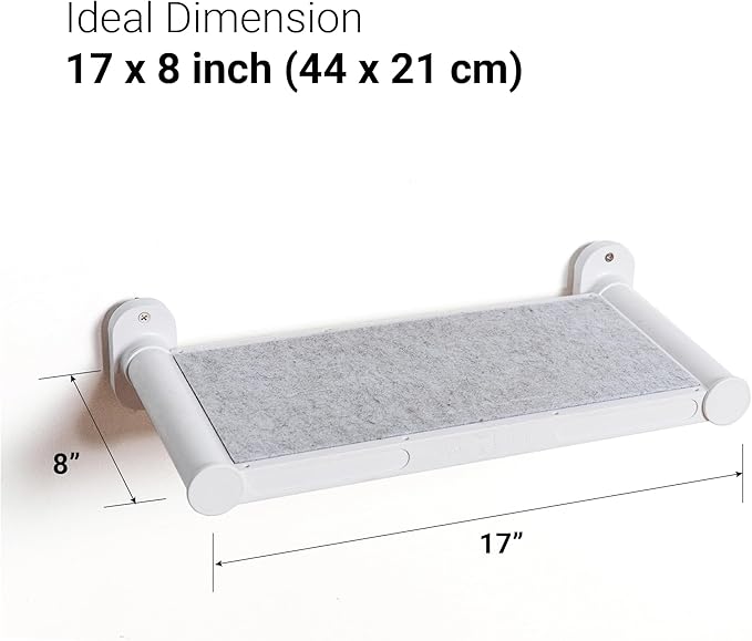 SVD.PET Cat Wall Shelves, 17" x 8" Cat Wall Furniture with Felt Pad, Simple and Modern Design Wal Mounted Cat Platforms, Easy to Install and to Clean, Cat Window Perch for Sleeping and Playing (White)