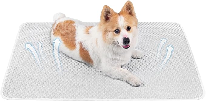 Mora Pets Dog Cooling Mat Breathable Cooling Pad for Dog Cats Washable Pet Cooling Mat for Indoor Outdoor Pets with Non-Slip Bottom Light Grey 40'' x 28'' Large