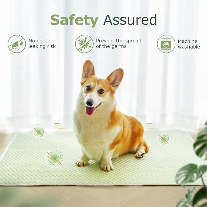 Mora Pets Dog Cooling Mat Breathable Cooling Pad for Dog Cats Washable Pet Cooling Mat for Indoor Outdoor Pets with Non-Slip Bottom 40 x 28 inch Light Green Large