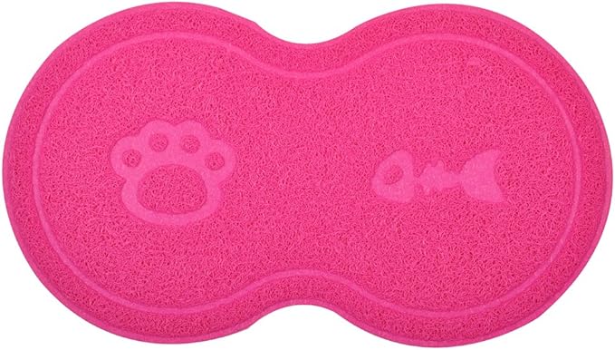 8-Shaped Small Cat Litter Box Debris Catcher Mat,18x10 Inches (Rose Red)