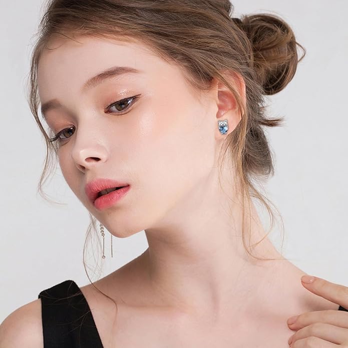 925 Sterling Silver Cat Earrings Cute Animal Kitten Stud Earrings cat Jewelry Gifts for Women Girls Hypoallergenic Earrings for Sensitive Ears