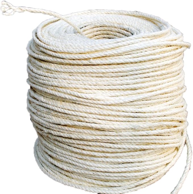 PET SHOW 1/4 inch 6mm Cats Sisal Rope 164 Feet(50M) Cat Scratching Post Replacement Hemp Rope for Repairing Recovering DIY Scratcher Twine String for Kittens Tree Tower Toys