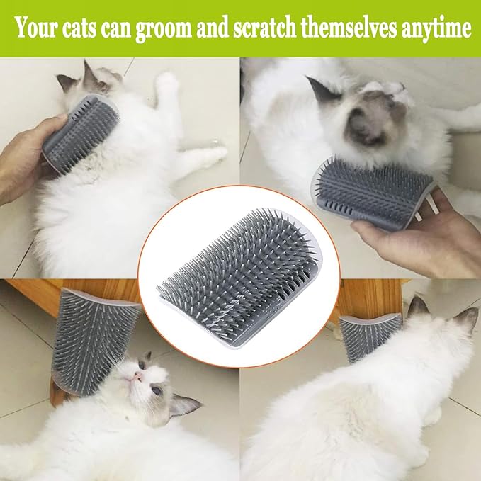 2 Pack Cat Self Groomer,Cat Self Grooming Corner Scratcher with Catnip,Massage Comb Brush for Long & Short Fur Cats Dogs