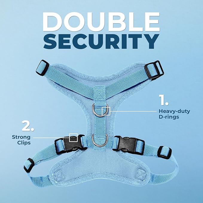 Voyager Step-in Lock Dog Harness w Reflective Dog Leash Combo Set with Neoprene Handle 5ft - Supports Small, Medium and Large Breed Puppies/Cats by Best Pet Supplies - Baby Blue, XS