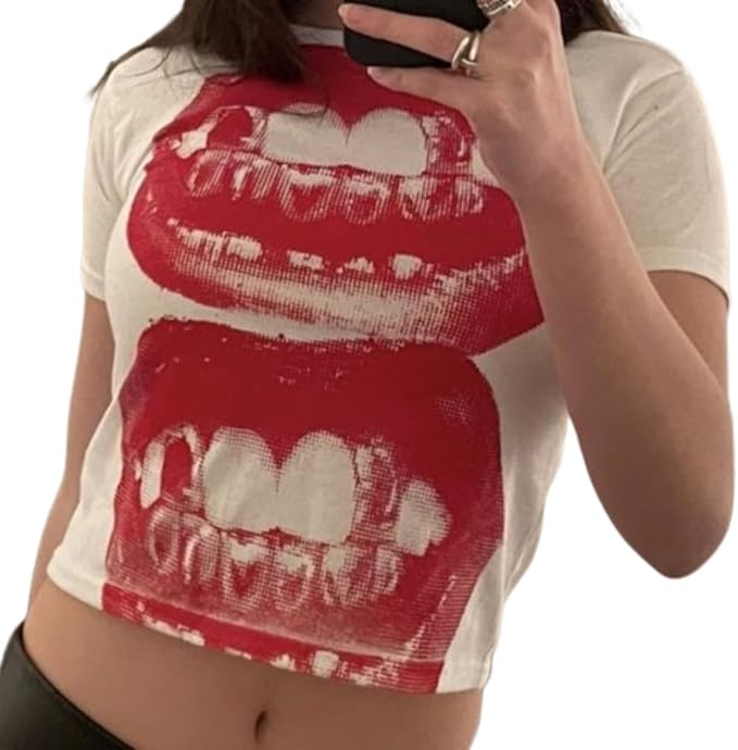 Baby Tees Y2k Shirt 2000s Fashion Cute Shirts 90s Outfit Woman Graphic Tees Y2k Vintage Clothes