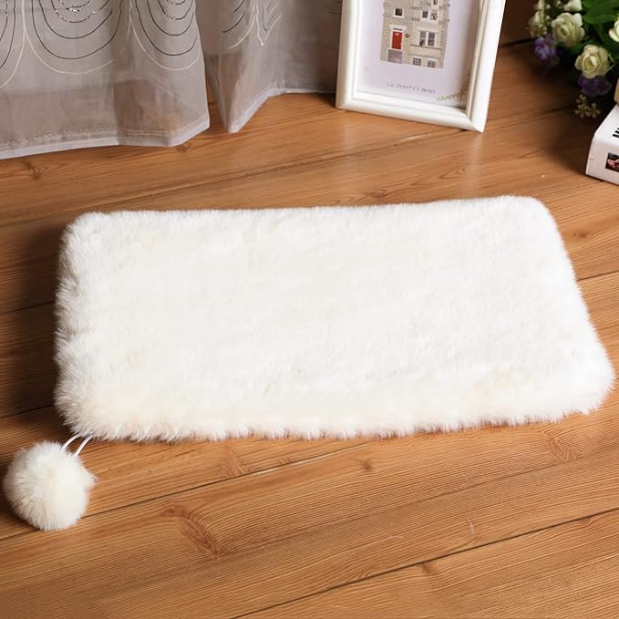 SHENGOCASE 2-Pack 16" x 23.6" Faux Rabbit Fur Cat Dog Bed Cushion, Soft and Non-Shedding