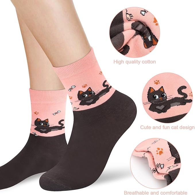AGRIMONY Women's Cat Socks Cute Animal Socks Dog Valentines Easter Fun Gifts for Women