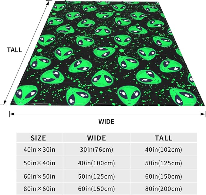 Alien Throw Blanket Soft Cozy Plush Warm Fleece Blanket for Sofa Couch Bed 60"X50"