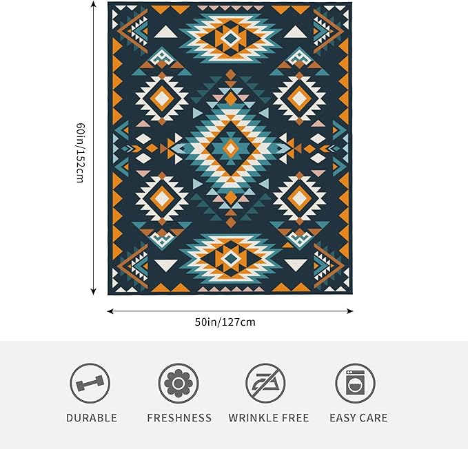 Aztec Soft Throw Blanket Flannel Fleece Blankets Warm Cozy Lightweight Fuzzy Blanket for Bed Sofa Couch Home Decor 60"X50"