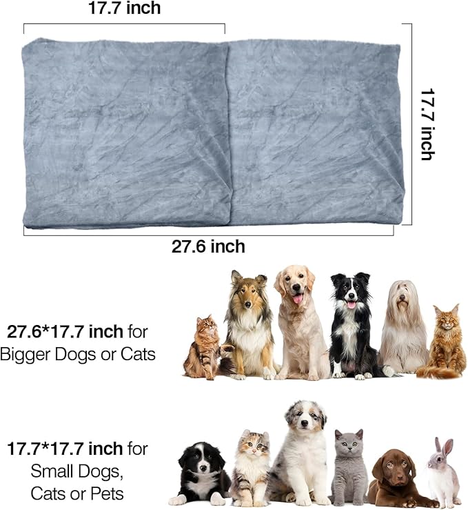 Heating Pad for Cats, Waterproof Electric Heated Cat Bed Indoor with Chew Resistant Cord, Soft Washable Cover, Two Level Adjustable Temperature Pet Bed Warmer-Medium 17.7x17.7x0.5, (Grey)