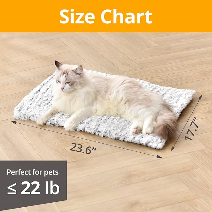 Self Warming Cat Bed, 24" x 18" Ultra Soft Cat Dog Pet Heating Pad for Indoor Outdoor, Non-Slip Heated Cat Mat Thermal Blanket
