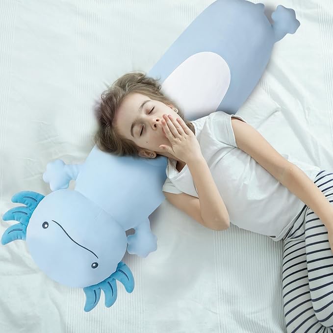 36 inch Cute Giant Blue Axolotl Plush Soft Body Pillow, Large Axolotl Stuffed Animals Toy, Squishy Plushies Gifts for Kids Boys Girls Birthday